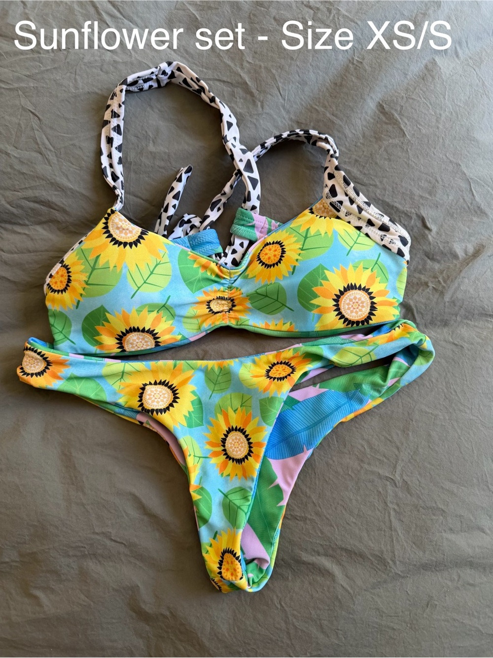 moana bikini Sunflower Print Bikini - Yellow/Green/Blue